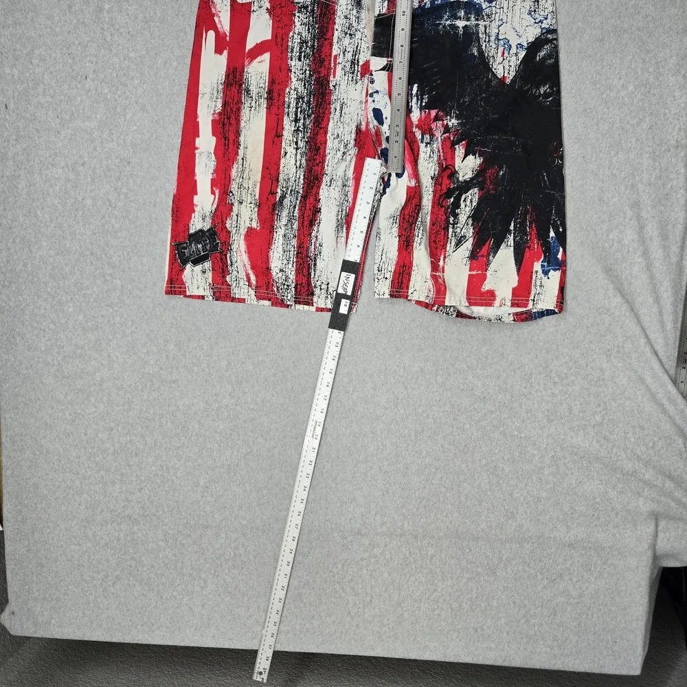 MMA Elite Men Activewear Shorts XL Red Graphic Flag Eagle Grunge Y2K 10